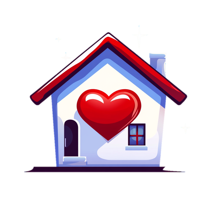 A small house with a heart in the center